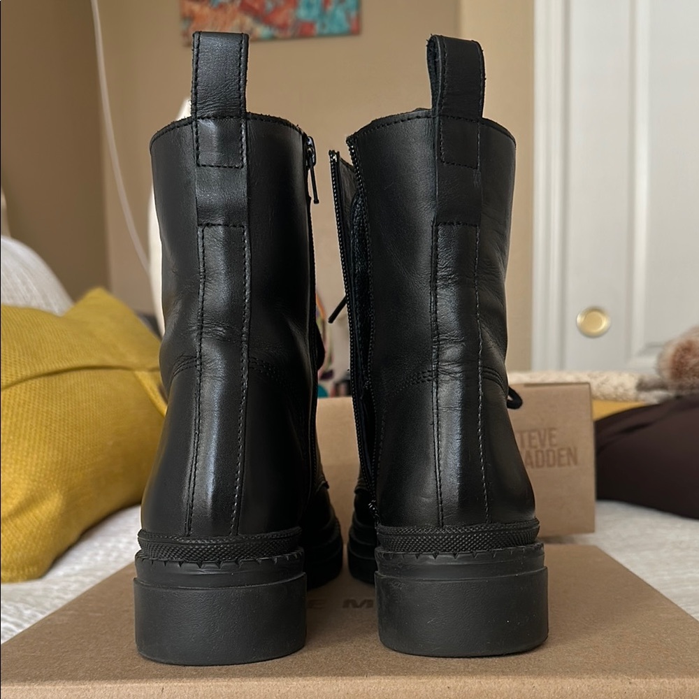 Steve Madden Black Combat Boots - Picture 5 of 6